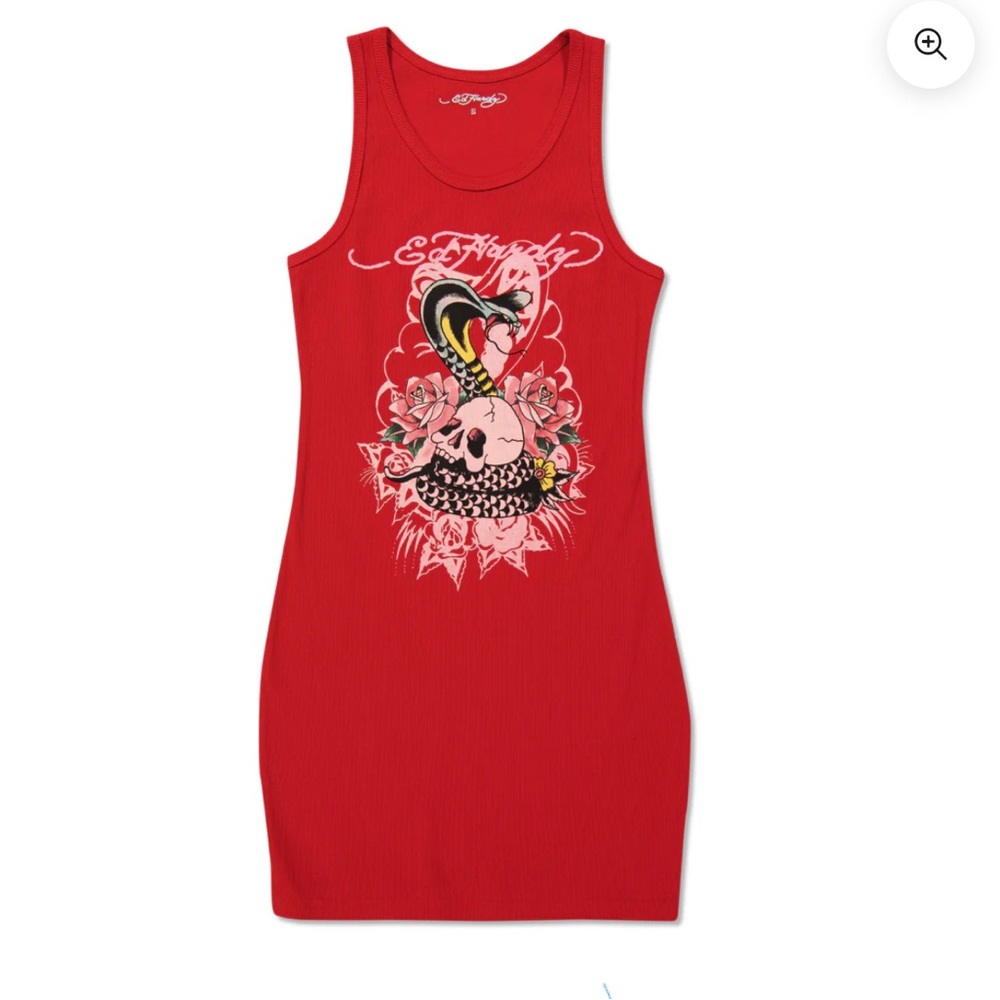 Ed Hardy Red Graphic Tank Dress